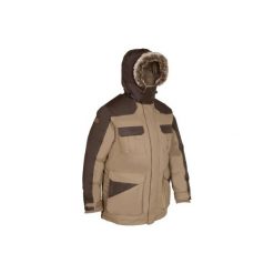 Parka myśliwska Toundra 300. Brązowe kurtki męskie SOLOGNAC, s, bez wzorów, z materiału. Za 399.99 zł.
