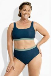 Damskie Bikini faktura w muszelki miękkie miseczki regulowane ramiączka. Niebieskie bikini damskie Ulla Popken, bez wzorów, plus size. Za 191.99 zł.