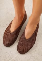 Brązowe Szydełkowe Balerinki VICES z Plecionki Wolfs. Brązowe baleriny damskie Born2be, bez wzorów, z jeansu, bez obcasa. Za 99.99 zł.