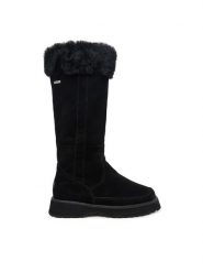 EMU Australia Kozaki Georgi Wave W13403 Czarny. Czarne kozaki damskie Emu Australia, ze skóry, bez obcasa, na płaskiej podeszwie. Za 1,079.00 zł.