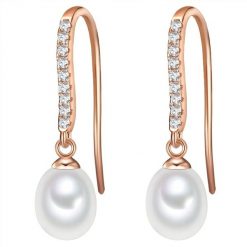 Valero Pearls Kolczyki wiszące z perłą srebro wysokiej próby Cyrkonia Perła hodowlana słodkowodna różowe złoto 1 ct Damski. Czerwone kolczyki damskie Valero Pearls, z cyrkonią, pozłacane. Za 209.99 zł.