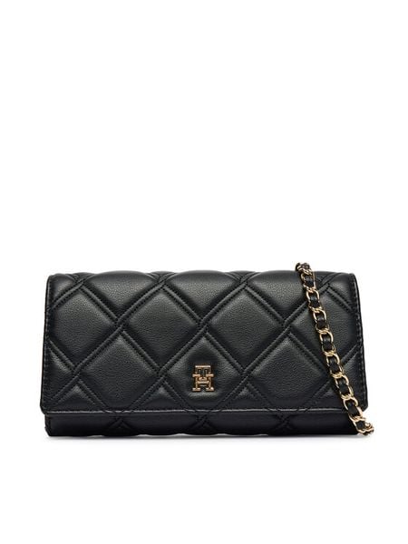 Tommy Hilfiger Torebka Th Feminine Wallet On Chain AW0AW18795 Czarny. Czarne listonoszki damskie Tommy Hilfiger, bez wzorów, ze skóry, bez dodatków. Za 331.99 zł.