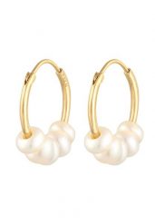 Elli Damskie kreole Bead Plain z perły hodowlana słodkowodna, srebro 925 Sterling Silver Kolczyki koła 1 ct. Szare kolczyki damskie Elli, z perłą, srebrne. Za 328.99 zł.