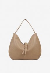 Beżowa Torebka Hobo Shopper Ozdobiona Plecionką Nalorella. Brązowe shopper bag damskie Renee, bez wzorów, z jeansu, bez dodatków. Za 159.99 zł.