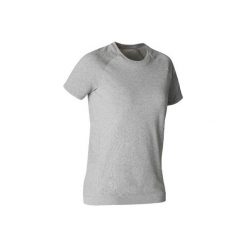 Koszulka krótki rękaw do dynamicznej jogi damska. Niebieskie t-shirty damskie DOMYOS, xs, bez wzorów, z materiału, bez kołnierzyka. W wyprzedaży za 34.99 zł.
