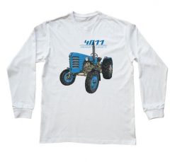 Zetor 4011 — bluzka z długim rękawem (Rozmiar: 7 - 8 lat; Kolor koszulki: biały; Rodzaj nadruku: Zetor 4011). Białe bluzki damskie nikiniki, s, bez wzorów, z bawełny, bez kołnierzyka, bez ramiączek. Za 69.00 zł.