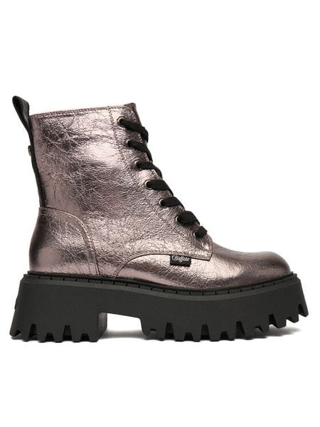 Buffalo Trzewiki Aspen Lace Up Mid 1622596 Srebrny. Szare botki damskie Buffalo, ze skóry, bez obcasa, na płaskiej podeszwie, bez zapięcia. Za 379.99 zł.