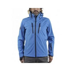 Kurtka softshell z sztucznym futrem Peak Mountain Casada. Niebieskie kurtki softshell damskie Peak Mountain, m, bez wzorów, z softshellu, bez kaptura. Za 323.50 zł.