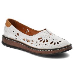Białe Półbuty Artiker Damskie Modne Skórzane Buty. Białe półbuty damskie Artiker, bez wzorów, ze skóry, bez obcasa. Za 249.00 zł.