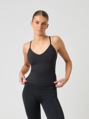 Bjorn_borg STUDIO RIBBED STRAP TANK TOP czarny. Czarne topy sportowe damskie Björn Borg, l, bez wzorów, z dżerseju, bez ramiączek. Za 247.00 zł.