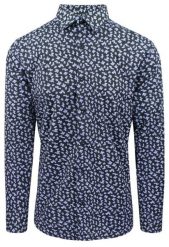 Koszula Męska, Elegancka o Regularnym Kroju - Victorio - Czarna w Kwiatki. Czarne koszule męskie Victorio, m, bez wzorów, z bawełny, bez kołnierzyka, bez ramiączek. Za 119.00 zł.