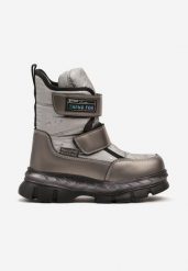 Brązowe Śniegowce na Grubej Tłoczonej Podeszwie Ozdobione Metalicznym Zdobieniem Mialeth. Brązowe śniegowce dziewczęce Born2be. Za 139.99 zł.