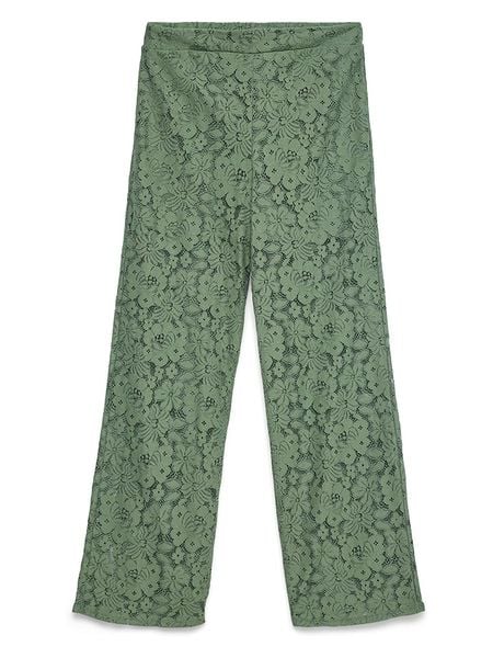 Vero Moda Spodnie w kolorze zielonym rozmiar: S. Zielone spodnie materiałowe damskie Vero Moda, bez wzorów, z koronki. Za 87.40 zł.