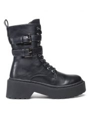 DeeZee Trapery WS5656-01 Czarny. Czarne trapery damskie DeeZee, ze skóry, bez obcasa. Za 229.99 zł.