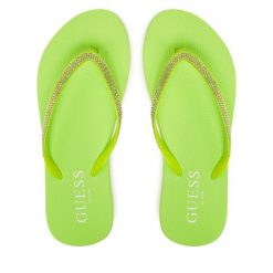 Japonki Guess. Zielone klapki damskie Guess, z aplikacjami, bez obcasa. Za 119.99 zł.