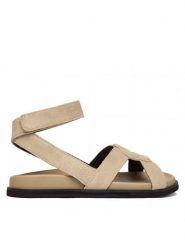 BOSS Sandały Freyah 50563358 Beżowy. Brązowe sandały damskie Boss, bez wzorów, ze skóry, bez obcasa, na płaskiej podeszwie. Za 899.99 zł.