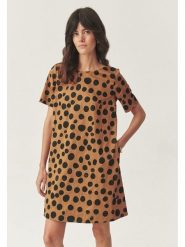 TATUUM Sukienka w kolorze jasnobrązowo-czarnym rozmiar: 38. Brązowe sukienki damskie Tatuum, bez wzorów, bez kołnierzyka, bez ramiączek, mini. Za 161.34 zł.