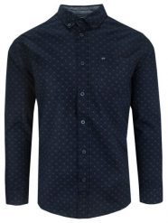 Koszula Casualowa, Granatowa w Drobny Wzór, Bawełniana, Długi Rękaw -PAKO JEANS. Niebieskie koszule męskie Pako Jeans, bez wzorów, z bawełny, bez kołnierzyka, bez ramiączek. Za 169.00 zł.