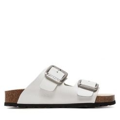 Klapki Grünland. Białe klapki damskie Grünland, bez wzorów, bez obcasa. Za 429.99 zł.