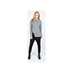 Sweter asymetryczny ELENA SWEATER. Szare swetry klasyczne damskie Memola, m, z dzianiny, z asymetrycznym kołnierzem. Za 170.10 zł.