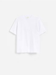 T-shirt boxy z bawełny merceryzowanej - biały. Białe t-shirty męskie Reserved, l, bez wzorów, z bawełny, bez kołnierzyka. Za 119.99 zł.