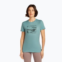 Koszulka damska icebreaker Merino 150 Tech Lite Terrain. Niebieskie bluzki damskie Icebreaker, bez wzorów, bez kołnierzyka. Za 289.99 zł.