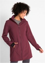 Długa kurtka funkcyjna softshell z barankiem. Czarne kurtki damskie bonprix, bez wzorów, z softshellu, bez kaptura. Za 299.99 zł.