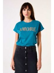 Garcia Koszulka w kolorze niebieskim rozmiar: S. Niebieskie bluzki damskie Garcia, s, bez wzorów, z bawełny, bez kołnierzyka. Za 56.99 zł.