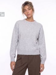 Sweter chunky z obniżoną linią ramion - szary. Szare swetry klasyczne damskie Sinsay, l, bez kołnierzyka. Za 59.99 zł.