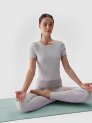 4F Koszulka do jogi i pilatesu slim szybkoschnąca damska - szara XL. Szare bluzki sportowe damskie 4f, xl, bez wzorów, z dzianiny, bez ramiączek. W wyprzedaży za 39.99 zł.