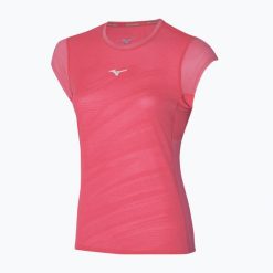 Koszulka do biegania damska Mizuno Aero Tee. Czerwone topy sportowe damskie Mizuno, l, bez wzorów, z materiału, bez ramiączek. Za 129.99 zł.
