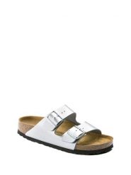 Birkenstock Klapki "Arizona" w kolorze srebrnym rozmiar: 38. Szare klapki damskie Birkenstock, bez wzorów, bez obcasa. Za 298.67 zł.