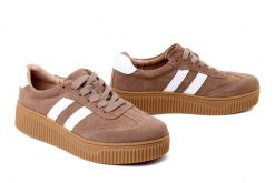 FILIPPO DP6776/25 BE WH beżowo biały, półbuty damskie. Brązowe półbuty damskie Filippo, bez wzorów, ze skóry, bez obcasa. Za 229.90 zł.