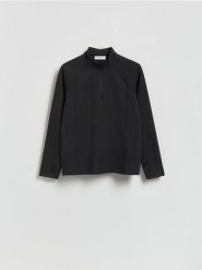 Bluza ze stójką - czarny. Czarne bluzy bez kaptura męskie Reserved, l, z dzianiny. Za 119.99 zł.