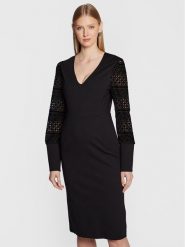 TWINSET Sukienka koktajlowa 222TT2180 Czarny Slim Fit. Czarne sukienki damskie Twinset, bez wzorów, z syntetyku, wizytowe, bez kołnierzyka, bez ramiączek. Za 799.99 zł.