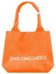 Zwillingsherz Shopper bag "Zwillingsherz" w kolorze pomarańczowym - 40 x 30 cm rozmiar: onesize. Pomarańczowe shopper bag damskie Zwillingsherz, bez wzorów, z materiału, na ramię, bez dodatków. Za 104.89 zł.