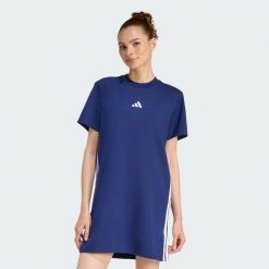 Sukienka Essentials 3-Stripes Tee. Białe sukienki damskie Adidas, l, bez wzorów, eleganckie, bez kołnierzyka, bez ramiączek. Za 179.00 zł.