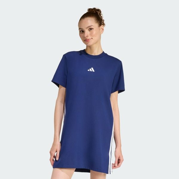 Sukienka Essentials 3-Stripes Tee. Białe sukienki damskie Adidas, s, bez wzorów, eleganckie, bez kołnierzyka, bez ramiączek. Za 179.00 zł.