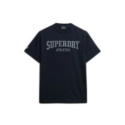 Damska koszulka z nadrukiem Superdry Athletic Essentials. Niebieskie t-shirty damskie Superdry., bez wzorów, bez kołnierzyka. Za 132.90 zł.