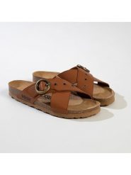 BACKSUN Klapki "Bari" w kolorze jasnobrązowym rozmiar: 36. Brązowe klapki damskie Backsun, bez wzorów, z materiału, bez obcasa. Za 130.99 zł.