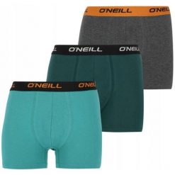 Bokserki bawełniane dla mężczyzn O'neill 3-pak. Zielone bokserki męskie O'neill, bez wzorów, z bawełny. Za 99.99 zł.