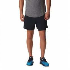 Krótkie Spodenki Turystyczne Męskie Columbia Endless Trail 2in1 Short. Czarne szorty męskie Columbia, bez wzorów, z elastanu, sportowe. Za 299.00 zł.