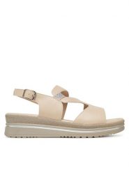 Clara Barson Sandały WS2506-04 Beżowy. Brązowe sandały damskie Clara Barson, bez wzorów, z materiału, bez obcasa, na koturnie. Za 119.99 zł.