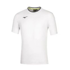 Koszulka Mizuno Team. Białe bluzki sportowe damskie Mizuno, l, z materiału, bez kołnierzyka, bez ramiączek. Za 157.50 zł.