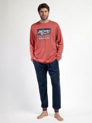 Lois Piżama "Larga Burnt" w kolorze koralowo-granatowym rozmiar: M. Czerwone piżamy męskie lois, m, bez wzorów, bez ramiączek. Za 165.99 zł.