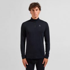 Koszulka męska Odlo BL TOP turtle neck l/s half zip MERINO 2. Czarne bielizna termoaktywna męska Odlo, l, bez wzorów. Za 499.99 zł.