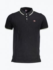 Koszulka polo z krótkim rękawem męska NORWAY PIQUET. Czarne koszulki polo męskie Geographical Norway, l, bez wzorów, z bawełny, bez ramiączek. Za 119.99 zł.