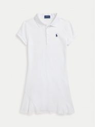 Polo Ralph Lauren Sukienka codzienna 313934962002 Biały Regular Fit. Białe sukienki dziewczęce Polo Ralph Lauren, bez wzorów, z bawełny, bez ramiączek. Za 599.99 zł.