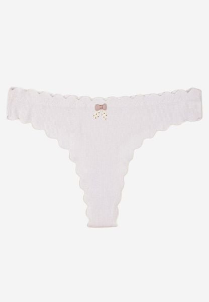 Białe Bawełniane Majtki Stringi z Prążkowanej Tkaniny Eziane. Białe stringi damskie Born2be, l, bez wzorów, z bawełny. Za 9.99 zł.