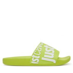 Klapki Just Cavalli. Zielone klapki damskie Just Cavalli, bez wzorów, bez obcasa. Za 249.99 zł.